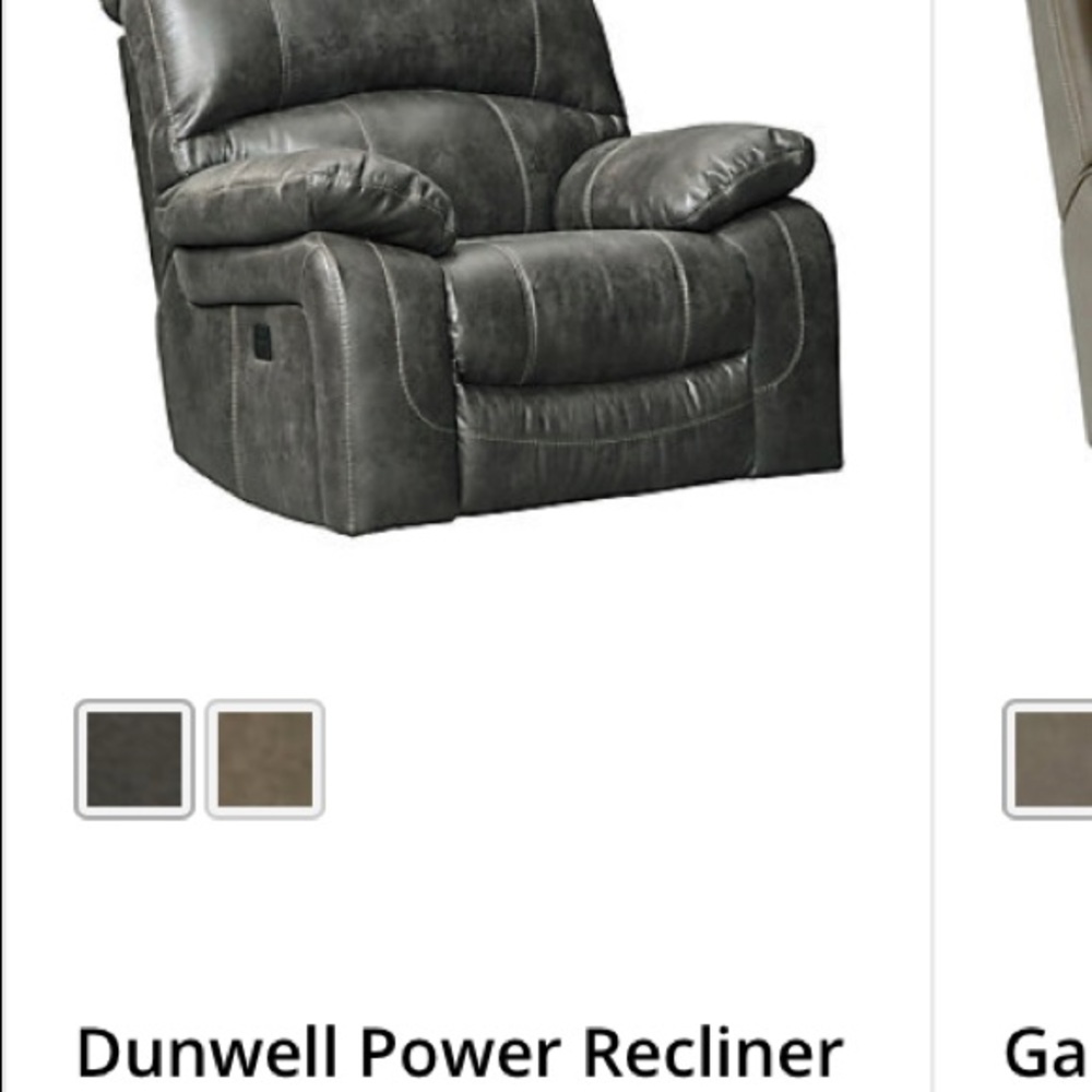 Gray leather recliner